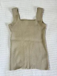 ベージュ ニット スクエアネック タンクトップ2件セット