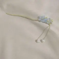 水色の花の髪飾り
