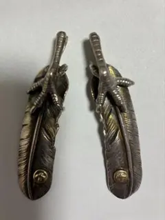 インディアンジュエリーシルバー、銀爪2個ネックレス