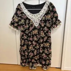 花柄 チュニック 半袖 レース　シフォンのサムネイル
