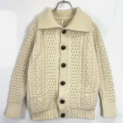 80sUnaO'Neillアランニットカーディガンウールセーターヴィンテージ