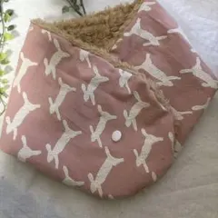 ✳︎ハンドメイド☆ネックウォーマーピンクウサギ刺繍ファ