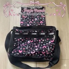 レスポートサック パリ柄 ショルダーバッグ ポーチ付 I Love Paris
