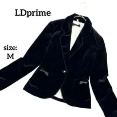 【美品】 エルディープライム テーラードジャケット 黒 M 上品 光沢 ベロア