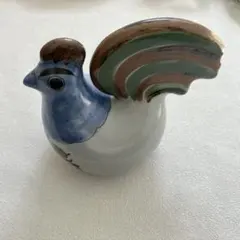 メキシコ　伝統工芸品　トナラ焼き　陶器オブジェ　ヴィンテージ　鳥の置き物