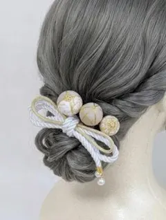 お祭り　髪飾り　七五三　和玉　玉簪　玉飾り　玉かんざし　飾り紐　手毬　c42