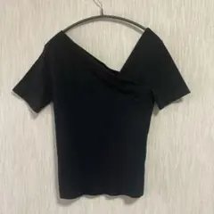 one way アシンメトリー　半袖リブニットトップス　ブラック　Mのサムネイル