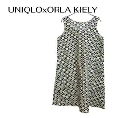 B0563ユニクロORLA KIELYノースリーブ 膝丈花柄ワンピース レトロのサムネイル