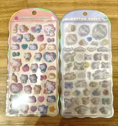 【正規品】コットンパフィーシールサンリオ ハローキティー　シナモロール