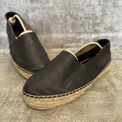 J&M■エスパドリーユ★スリッポン★ブラック★レザー★サイドゴア【27cm】