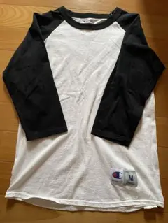 Champion ベースボールラグランTシャツ七分袖 ホワイト/ブラック