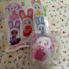 シルバニアファミリー　赤ちゃんカラフルウサギ　ピンク　フローラウサギ　シエル