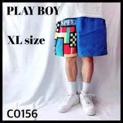 90s PLAYBOY プレイボーイ クレイジーパターン ハーフパンツ XLのサムネイル