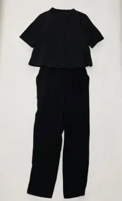ブラックオールインワン 半袖トップスセット
