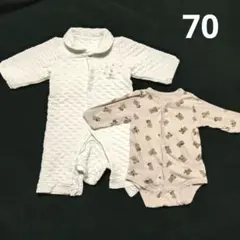 ベビー服 70 まとめ売り 長袖 カバーオール ロンパース 肌着 クマ 秋冬