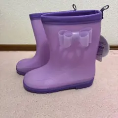 リボン付きパープル長靴 19.0センチ