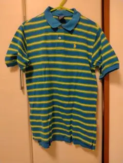 Polo by Ralph Lauren M ポロシャツ 青黄ストライプ