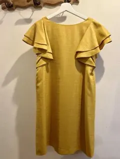 Anatelier マスタードカラー　フリル袖 ワンピース 38