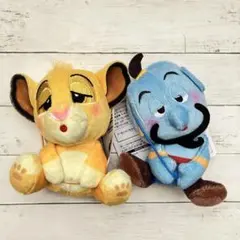ディズニーキャラクター むにゃすやマスコット ジーニー＆シンバ 未使用タグ付き