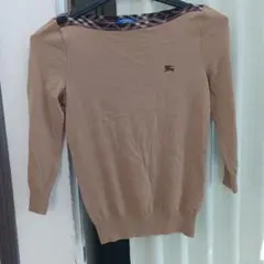 バーバリーブルーレーベル　ニット　セーター ブラウン 38 七分袖　ベージュ