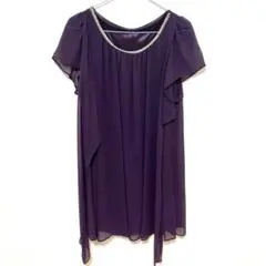 パープル シフォン ドレス ビーズ装飾