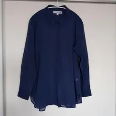 ユニクロ　イネス　コットンシアーシャツ　ネイビー　XL