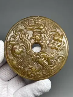 中国美術品 麒麟騒ぐ芭蕉 金属工芸 金運財運 縁起物 お守り 文鎮
