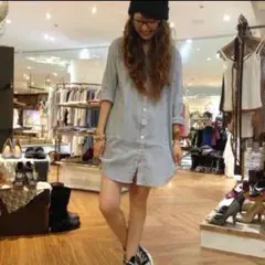 ungrid カラーストライプルーズシャツ