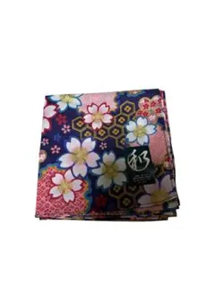 花柄和風ハンカチ ピンク ブルー