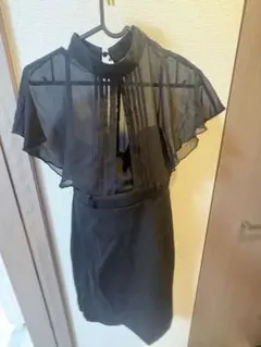 ブラック タイトドレス シースルー ベルト付き