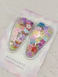 パッチン止め　お花　原宿　スパンコールヘアピンセット