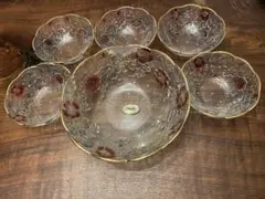 昭和レトロ　カメイガラス　アマレット　大皿　小皿　セット