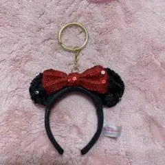 ミニーマウススパンコールカチューシャキーホルダー