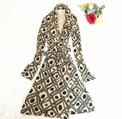 ■214 ダイアンフォンファステンバーグ カシュクールワンピース 総柄 シルク