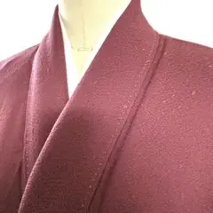 6k35 着物　正絹　袷　色無地　一つ紋　家紋　赤　無地　和装