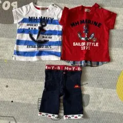 ミキハウス70Tシャツ2枚、ホットビスケット80ズボン