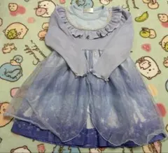 ライトブルー フリル付き長袖ドレス