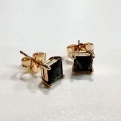 期間限定ブラックストーン スタッドピアス