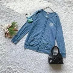 【ロデオクラウンズ】 (S) 長袖カーディガン ワンポイントロゴ 丸首 着回し