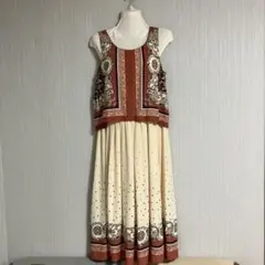 アクシーズファム　スカーフ柄 ノースリーブ ロングワンピース