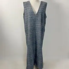 ABITOKYO サイドスリットチェック柄Vネックジャンパースカート グレー系
