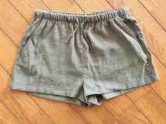 美品 H&M キッズ ショート パンツ 140 カーキー ウエストゴム