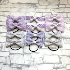 142 パープル&グレーヘアゴム　12個セット