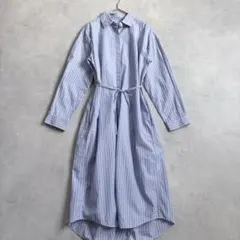 SERO SHIRTMAKERS シャツワンピース ブルーストライプ