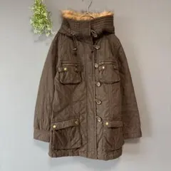 大人カジュアル［L］薄手軽やか◎中綿入◎フェイクファーフード◎キルティングコート