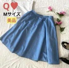 【美品】フレアスカート　膝丈　ミニスカート　Mサイズ　ライトブルー