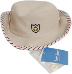 【新品•シミあり】ファミリア ベージュ ストライプ ハット　47cm