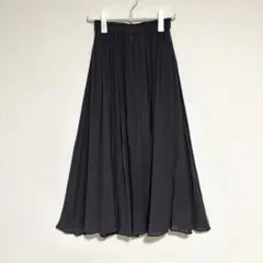 コムサイズム ロングフレアスカート プリーツ シンプル 無地 グレー M