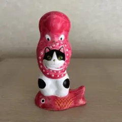 せ*る様 鍋*屋様 猫に蛸　相良人形　ハチワレ　オッドアイ 相良人形 鯛乗り猫に蛸 【ハチワレ】 - メルカリ