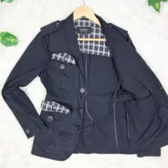 美品　バーバリーブラックレーベル　ノバチェック　サファリジャケット　S　ブラック